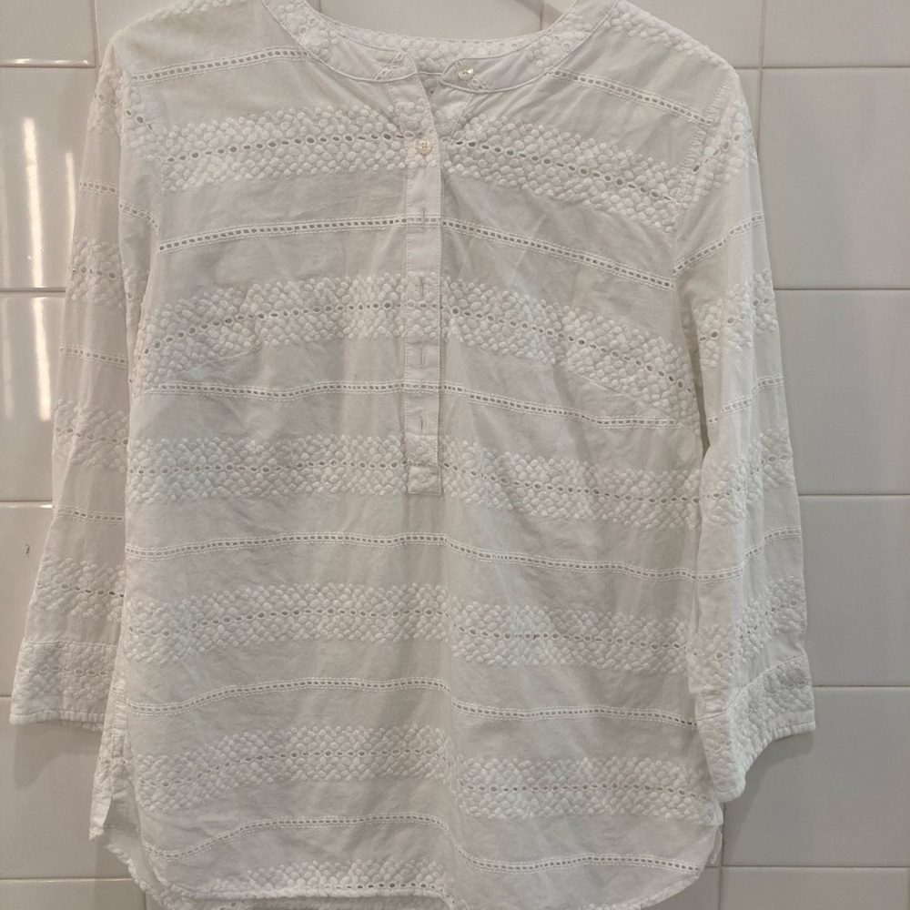 Talbots White Lace/Eyelet Blouse